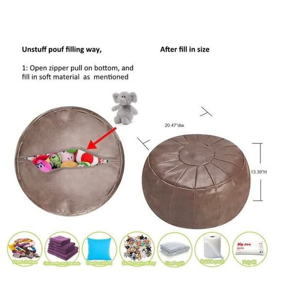 ROTOT Decorative Pouf, Ottoman, Bean Bag Chair,Foot Rest, Storage Unstuffed NEW - Picture 6 of 7